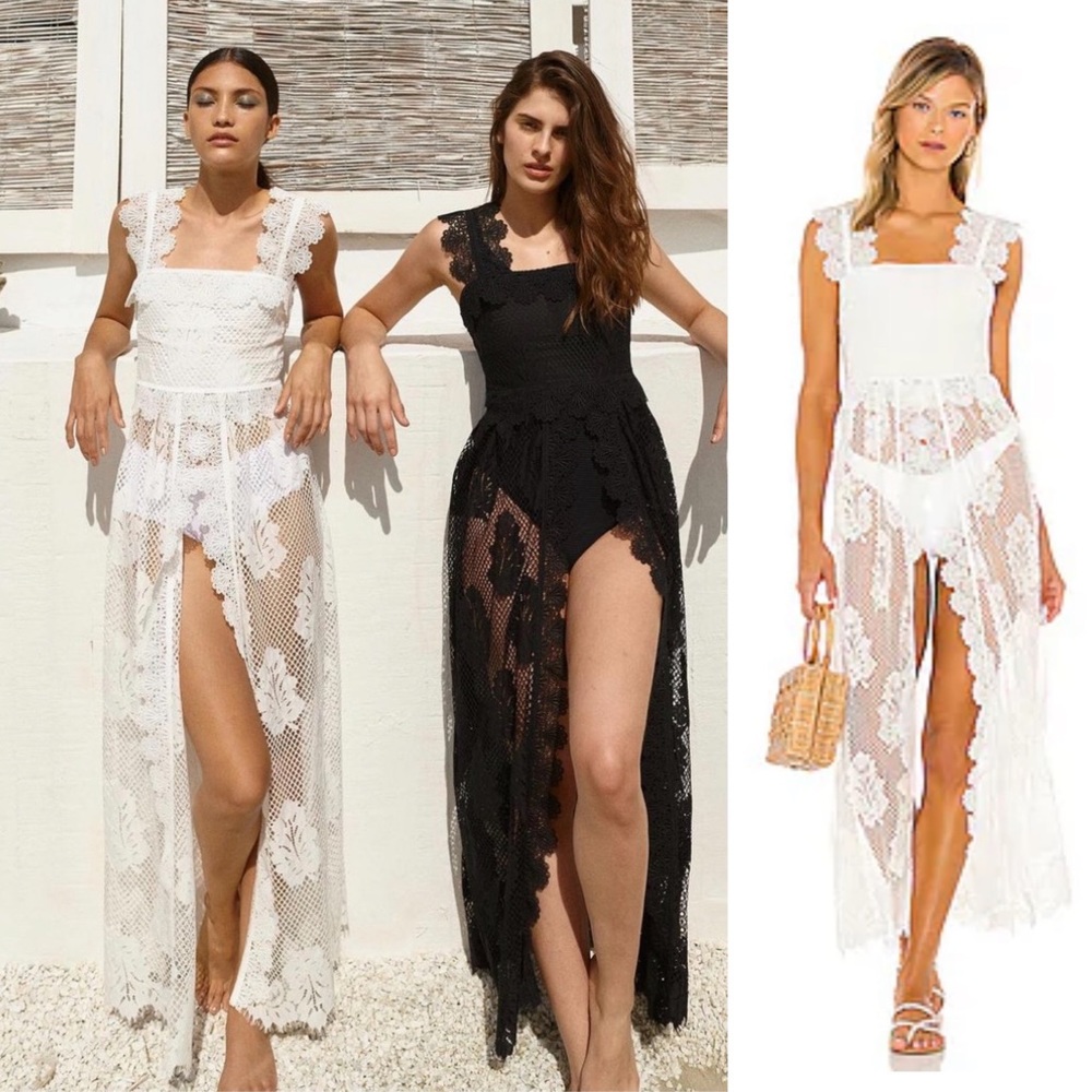 Waimari | Almare White Lace Maxi Tank Dress Coverup